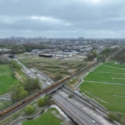 Luchtfoto prorail station Schiedam Kethel